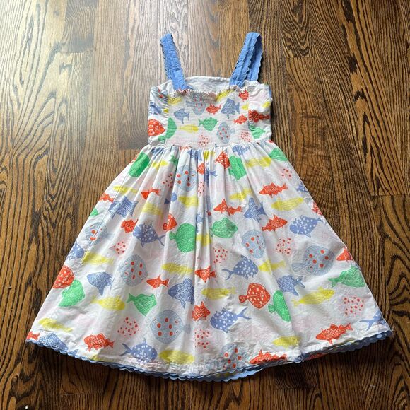 Mini Boden Smocking Fish Print Dress (9-10Y) - Picture 5 of 8